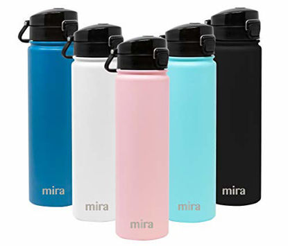 Picture of MIRA Stainless Steel Water Bottle - Hydro Vacuum Insulated Metal Thermos Flask Keeps Cold for 24 Hours, Hot for 12 Hours - BPA-Free One Touch Spout Lid Cap - 24 oz (710 ml) Rose Pink