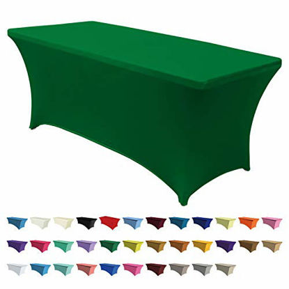 Picture of ABCCANOPY Spandex Tablecloths for 4 ft Home Rectangular Table Fitted Stretch Table Cover Polyester Tablecover Lash Bed Cover Table Toppers Massage Table Cover, Forest Green