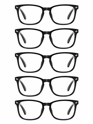 Picture of CCVOO 5 Pack Reading Glasses Blue Light Blocking, Filter UV Ray/Glare Computer Readers Fashion Nerd Eyeglasses Women/Men (Light Black, 2.5)