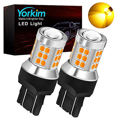 Picture of Yorkim 7443 led bulb amber, 7440 led bulb amber 7444na led bulb 7440 bulb with Projector Replacement for automotive Turn Signal Blinker Lights Side Marker Lights, Amber Yellow, pack of 2