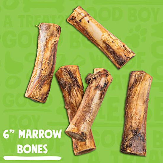 Picture of JollyBarks Marrow Bones for Dogs 6-Inch Premium Natural Single Ingredient Odor Free Large Dog Bones - Grass Fed, Non-GMO Long Lasting Dog Bones, Dog Bones for Medium Dogs (3-Pack)