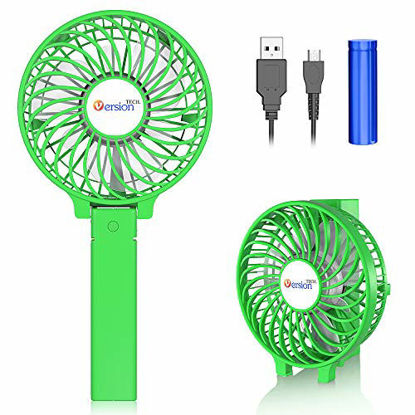 Picture of VersionTECH. Mini Handheld Fan, USB Desk Fan, Small Personal Portable Table Fan with USB Rechargeable Battery Operated Cooling Folding Electric Fan for Travel Office Room Household Green