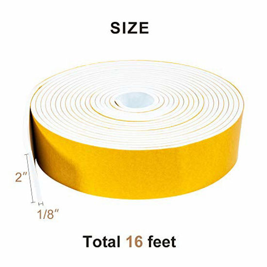 GetUSCart Yotache White Foam Rubber Seal Strip Tape 2 Inch Wide X 1/8