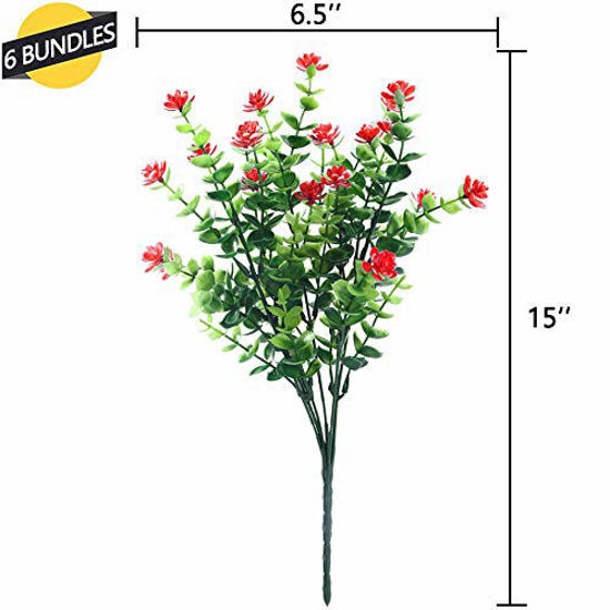 GetUSCart 6 Bundles Artificial Flowers Outdoor Fake Flowers for