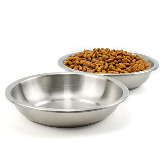 Picture of Lakerwin Stainless Steel Cat Bowls, Whisker Fatigue Relief Cat Food Dish, Metal Shallow Wide Large Replacement Plate for Dog and Pet, Ideal for Raised Elevated Pet Feeding Station Stand