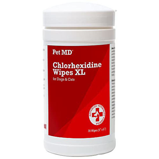 GetUSCart Pet MD Chlorhexidine Wipes XL with Aloe for Dogs and Cats