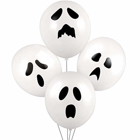 Picture of 100 Pieces Ghost Latex Balloons Halloween Ghost Balloons 12 Inch Party Balloon Decorations for Halloween Party Decorations Supplies, Halloween Party Favors