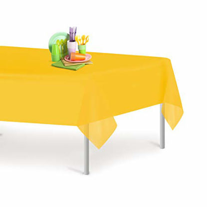 Picture of Yellow 6 Pack Premium Disposable Plastic Tablecloth 54 Inch. x 108 Inch. Rectangle Table Cover By Grandipity