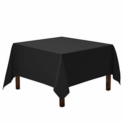 Picture of Gee Di Moda Square Tablecloth - 85 x 85 Inch - Black Square Table Cloth for Square or Round Tables in Washable Polyester - Great for Buffet Table, Parties, Holiday Dinner, Wedding & More