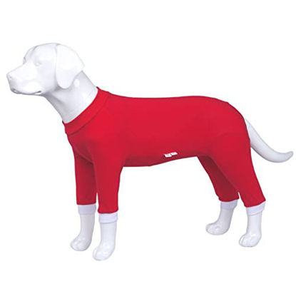 Picture of Xqpetlihai Dog Onesie Dog Recovery Suit for Small Medium Dogs Breathable Surgery Recovery Suit for Abdominal Wounds Dogs Bodysuit for Allergy Anti Licking for Male Female DogsRed,S