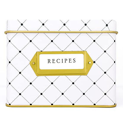 Picture of Jot & Mark Decorative Tin for Recipe Cards | Holds Hundreds of 4 x 6 Cards (Dots)