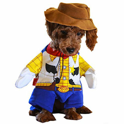 Picture of Wood Dog Costume - Story Pet Costume, Cute Cowboy Dog Costume Halloween Dog Cosplay Costume Fashion Dress for Puppy Small Medium Large Dogs Special Events Funny Photo Props Accessories
