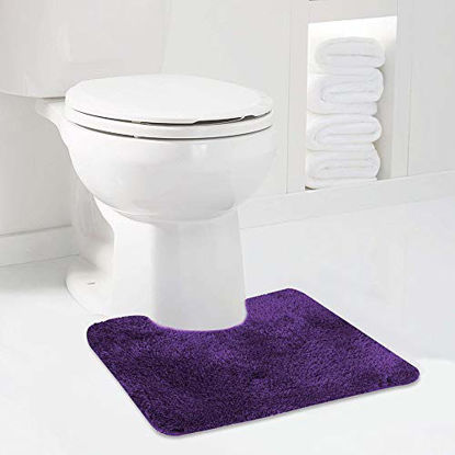 Picture of Walensee Bathroom Contour Rug (20x24, Dark Purple) Non Slip Bath Mat for Bathroom Water Absorbent Soft Microfiber Shaggy Bathroom Mat Machine Washable Bath Rug for Bathroom U Shape Toilet Rug