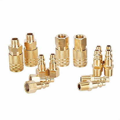 Picture of Amazon Basics Quick Connect Brass Air Coupler and Plug Kit - 1/4-Inch NPT Fittings - 14-Piece