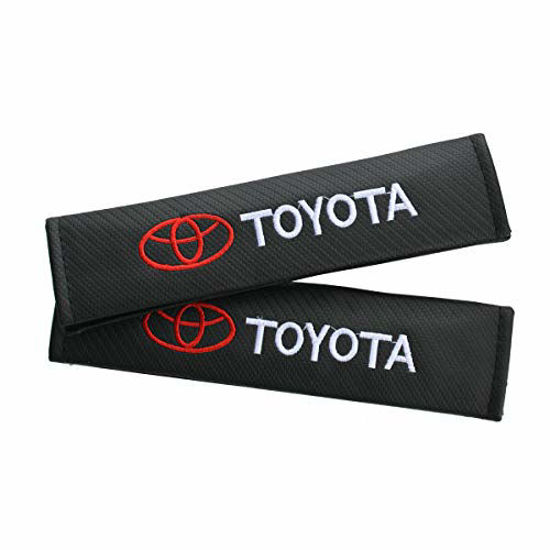 Picture of 2 Pack Black Carbon Fiber Car Seat Belt Shoulder Pads for Toyota, Seat Belt Strap Shoulder Pad for Adults and Children, for TRD Fj Cruiser, Supercharger, Tundra, Tacoma, 4runner,Yaris,Camry