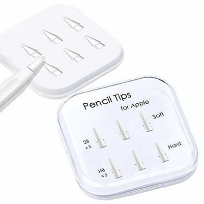 Picture of Pencil Tips for Apple Pencil 1st / 2nd Generation & Logitech Crayon - Soft and Hard, Double Layered iPad Pencil Tip, Used for 3 Years - 6 Pack