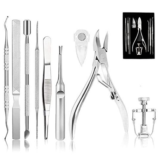 Picture of Ingrown Toenail Tool Kit (9PCS), Professional Toe Nail Clipper Set for Ingrown & Thick Nail, Stainless Steel Ingrown Toenail Kit, Surgery Grade Manicure Pedicure Tool By Dualeco