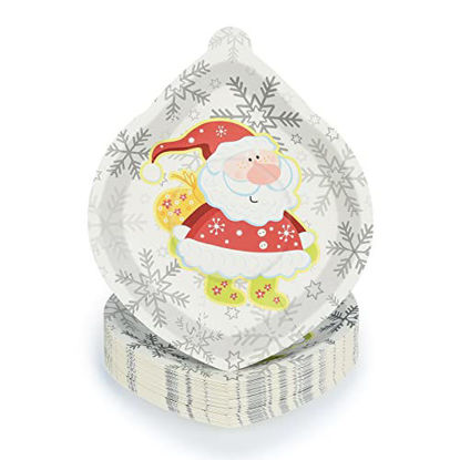 Picture of 50 Count Christmas Paper Plates Disposable Dinner Party Plates Snowflake Oval Santa Claus Holiday Dinnerware for Dessert Salad Appetizer Cookies