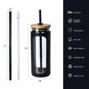 Picture of Kodrine 20oz Glass Water Tumble with Straw and Lid,Bamboo Lids Water Bottle, Iced Coffee Cup Reusable, Wide Mouth Smoothie Cups, Straw Silicone Protective Sleeve BPA FREE-Black
