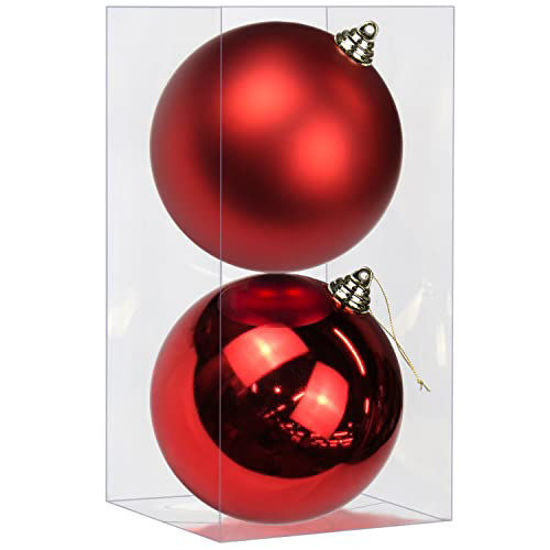 Picture of Christmas Ornaments Balls 5.9" Large Christmas Decorations Xmas Tree Shatterproof Big Red Christmas Ball Ornaments with Hanging Loop for Wedding Holiday Halloween Party Indoor Outdoor Decor 2 Pcs