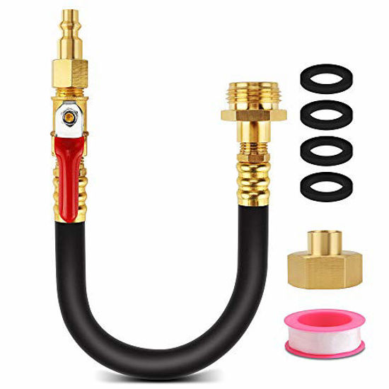 Camper Boat Winterize RV Lead-Free Brass Motorhome and Travel Trailer: Air Compressor Quick-Connect Plug To Male Garden Hose Faucet Blow Out Adapter with Valve 