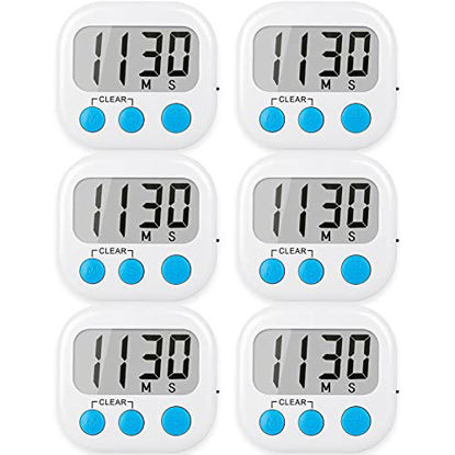 6 Pack Kitchen Timers Loud Ring Digital Timers for Cooking Magnetic Pink
