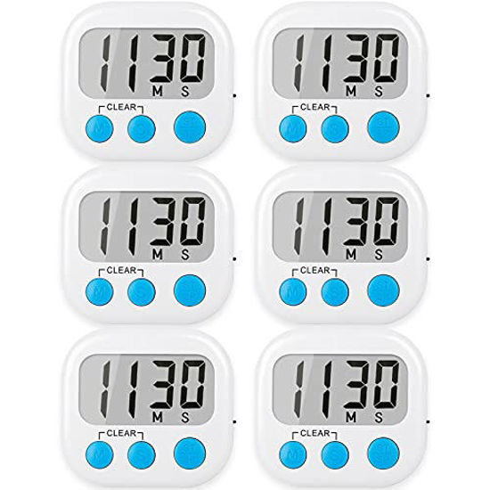 Picture of 6 Pack Digital Kitchen Timers for Cooking Magnetic Timer for Cooking Loud Alarm White