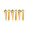 Picture of 6Pcs Guitar Bridge Pins, Brass Guitar Bridge Pins Pegs Nail with Crystal Glass Dot Decor Music Instrument Parts for Folk Acoustic Guitar (Green)