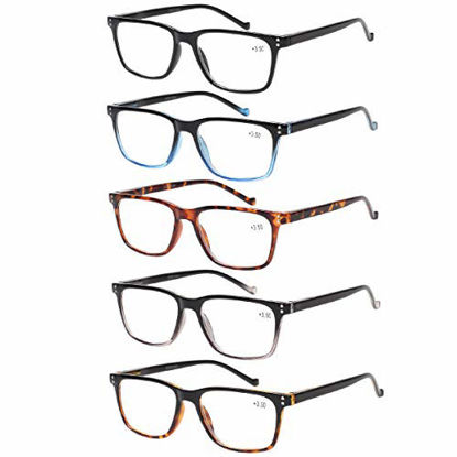 Picture of 5 Pack Reading Glasses Men Women Spring Hinges Comfortable Glasses for Reading (5 Mix, 6.0)
