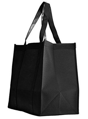 Picture of Gift Expressions Grocery Tote Bag | 10 Pack | Black | Heavy Duty Large Gift Bags Super Strong, Reusable Eco Friendly Shopping Bags, Stand Up Bottom, Recyclable Non Woven Tote Bags