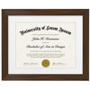 Picture of Americanflat 11x14 Walnut Diploma Frame | Displays 8.5x11 Diplomas with Mat or 11x14 Inch Without Mat. Shatter-Resistant Glass. Hanging Hardware Included!