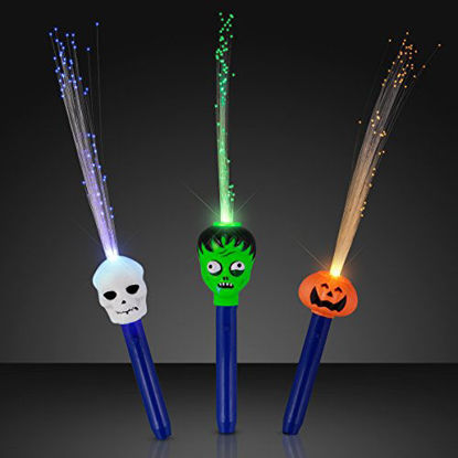 Picture of Assorted Flashing Light Up Fiber Optic Halloween Wands (Set of 3)