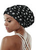 Picture of Satin Lined Sleep Cap for Long Hair Women Casual Slouchy Beanie Wig Headwear Black Brown