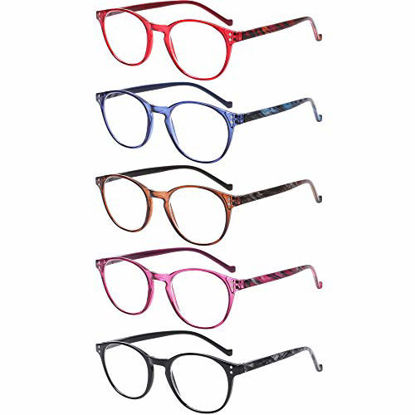Picture of 5 Pairs Reading Glasses - Standard Fit Spring Hinge Readers Glasses for Men and Women (Black Purple Red Blue Brown, 2.25)