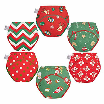 Picture of Skhls Baby Toddler Christmas Style Cotton Absorbent Potty Training Underwear (6pcs 3T, Red)