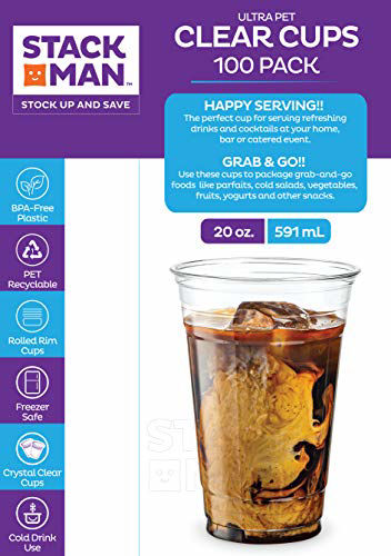 GetUSCart- Stack Man [100 Pack - 24 oz.] Clear Disposable Plastic Cups ...