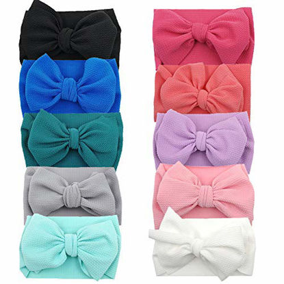 Picture of Baby Girl Bow Headbands Newborn Hairband Baby Turban Knotted Elastic Headwrap for Toddler Hair Accessories (AA07-10PCS)