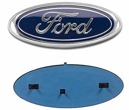 Picture of 2004-2019 For Ford F150 Front Grille Tailgate Emblem, Oval 9"X3.5", Dark Blue Decal Badge Nameplate Also Fits for F250 (blue) 