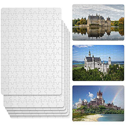 Picture of 6 Sets Sublimation Blanks Puzzles White Jigsaw Puzzle Blank Puzzles DIY Blank Puzzle for Sublimation Transfer Thermal Transfer Heat Press Printing Crafts (A4-120 Style)