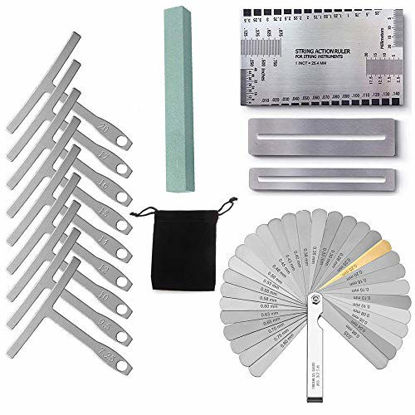 Picture of Activists 15 Pieces Guitar Luthier Tools Including Guitar Radius Gauge, String Action Ruler, 32 Blades Feeler Gauge, Fingerboard Fret Protector Guards and Grinding Stone for Guitar and Bass Setup