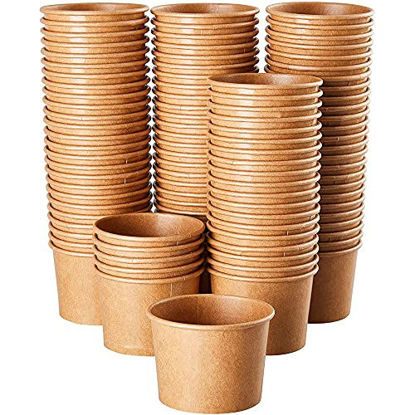 Picture of Ice Cream Sundae Cups - 100-Piece Disposable Kraft Paper Dessert Ice Cream Yogurt Bowls Party Supplies, 5-Ounce, Brown