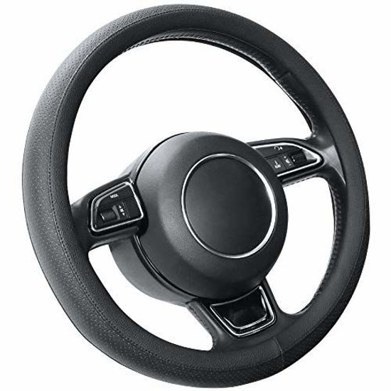 Picture of SEG Direct Car Steering Wheel Cover for Prius Civic 14" - 14 1/4", Black Microfiber Leather