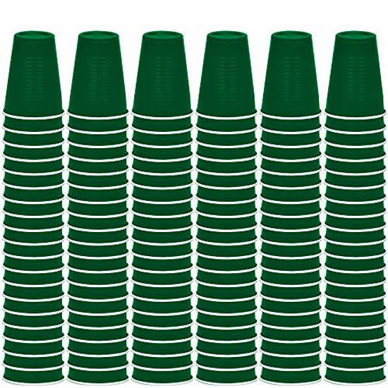 Picture of DecorRack Party Cups 12 oz Reusable Disposable Cups for Birthday Party Bachelorette Camping Indoor Outdoor Events Beverage Drinking Cups (Dark Green, 120)