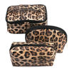 Picture of Makeup Bag Leopard Travel Large Toiletry Bag 3 Pack Portable Cheetah Cosmetic Organizer Pouch with Small Brush Storage Case Gold Zipper Waterproof for Women and Girls