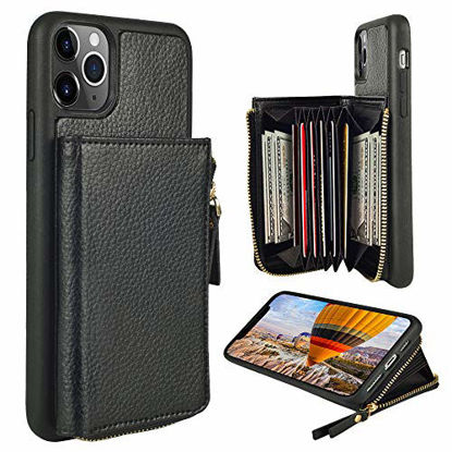 6.1 inch-Black iPhone 12 Wireless Charging Crossbody Purse Case Cover Leather with Card Holder Wrist Strap for iPhone 12/12 Pro ZVE iPhone 12 Pro Wallet Case Magsafe 