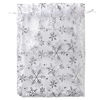 Picture of SUNGULF 50Pcs 8x12 Inches Sheer Organza Drawstring Pouches Christmas Jewelry Candy Wedding Favor Party Gift Bags (White Snowflake)