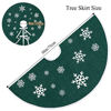 Picture of MACTING Christmas Burlap Tree Skirt, 30 inches Dark Green Tree Mat with White Snowflake Printed for Xmas Holiday Decorations Indoor Outdoor