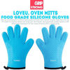 Picture of Loveuing Kitchen Oven Gloves - Silicone and Cotton Double-Layer Heat Resistant Oven Mitts /BBQ Gloves /Grill Gloves - Perfect for Baking and Grilling - 1 Pair (Small, Blue)