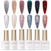 Picture of GAOY Reflective Glitter Gel Nail Polish Set of 6 Colors Including Pink Red Silver Holographic Gel Polish Kit UV LED Soak Off Shellac Nail Polish Home DIY Manicure Nail Salon Varnish