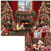 Picture of Avezano Christmas Fireplace Backdrops Rustic Wood Window Christmas Photo Backdrop Holiday Decorations Xmas Tree Gift Photo Booth Props Background for Photography Pictures (7x5ft)